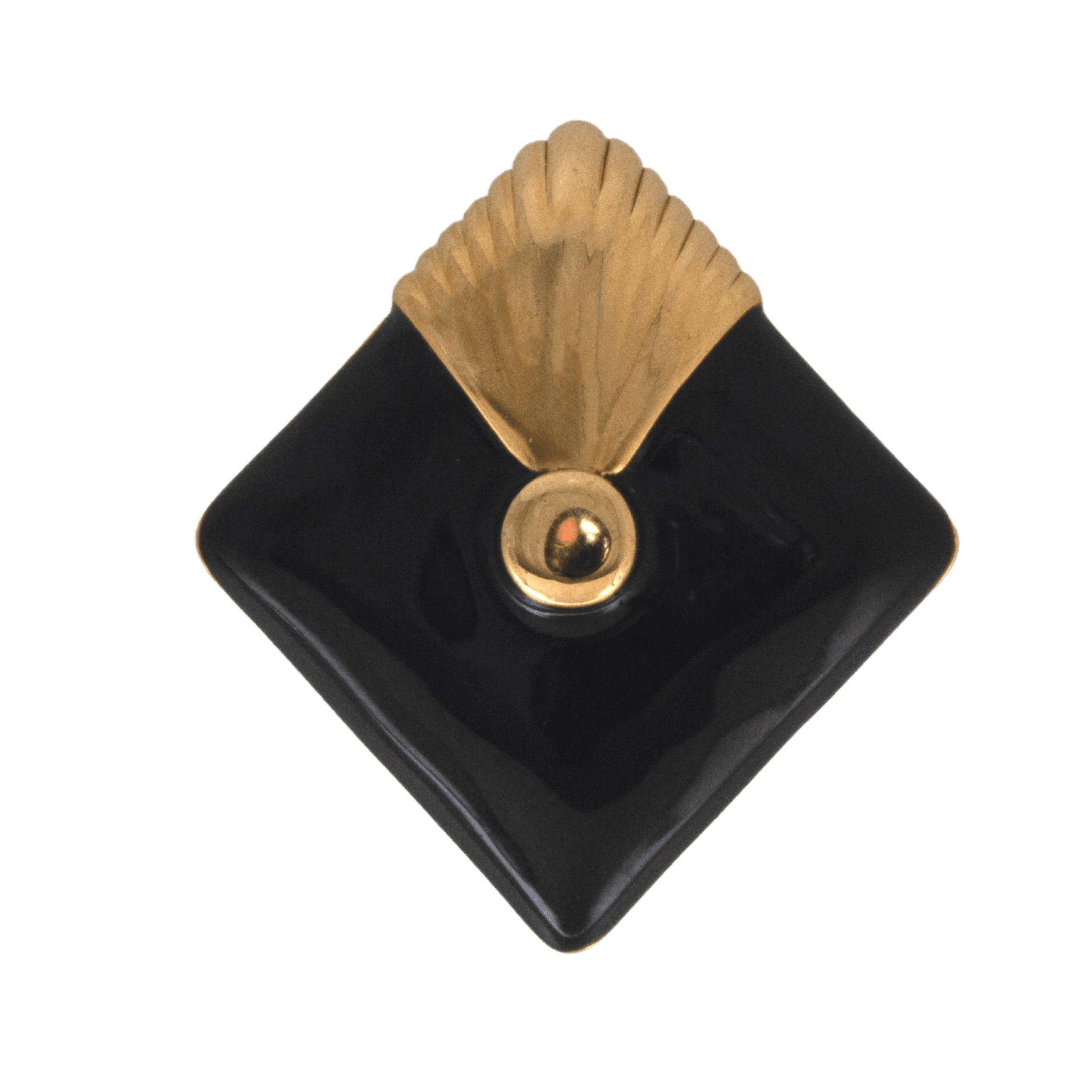 80% Recycled Brass, 20% Epoxy with 14k gold vacuum plated buttons