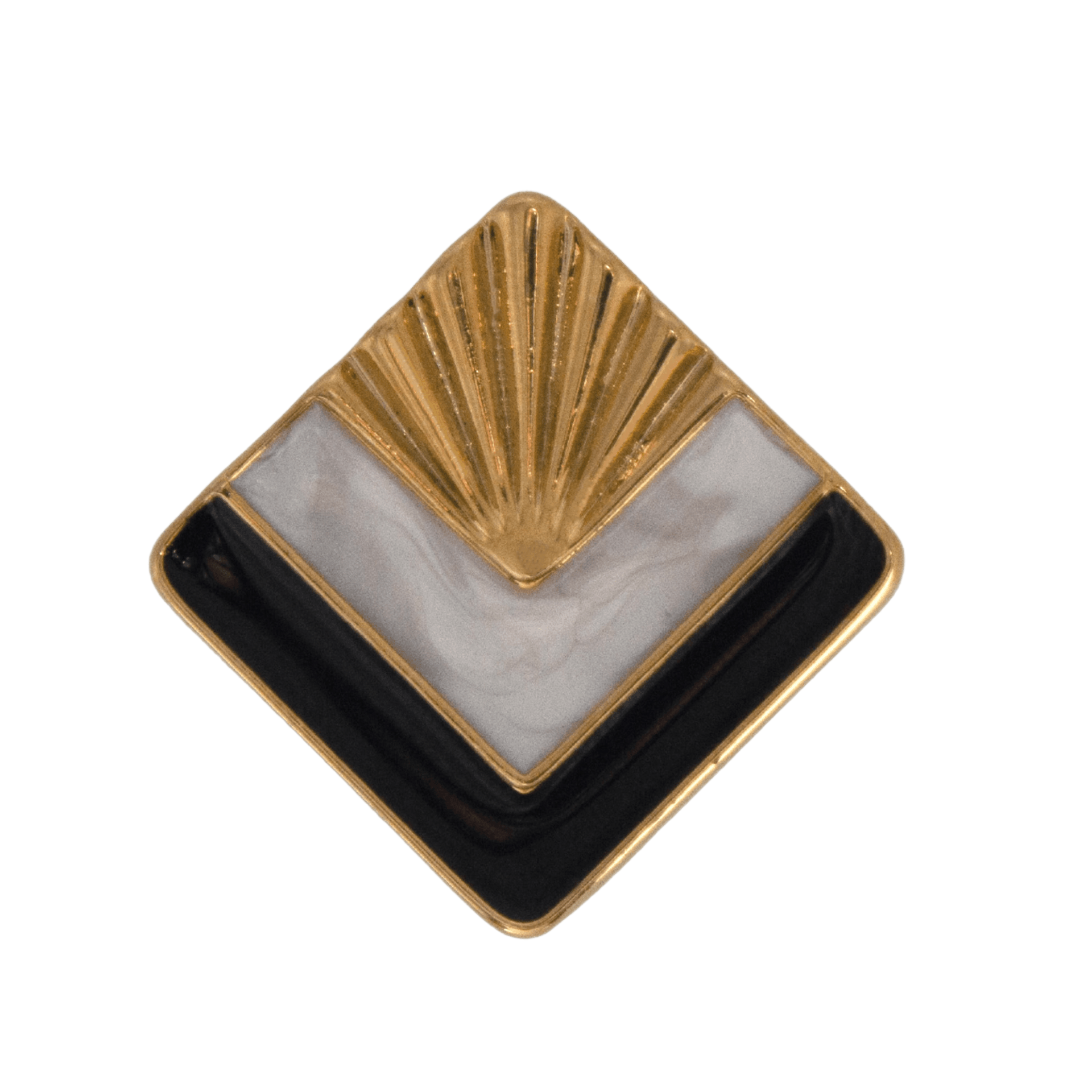 80% Recycled Brass, 20% Epoxy with 14k gold vacuum plated buttons